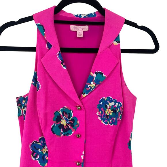 Lilly Pulitzer Sherlynn Dress in Mambo Pink Floral Print Womens 0 AS IS - Picture 2 of 8